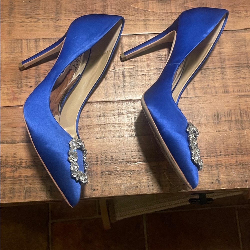 Badgley Mischka Collection Cher Embellished Pump Satin Blue Rhinestone - Picture 6 of 8